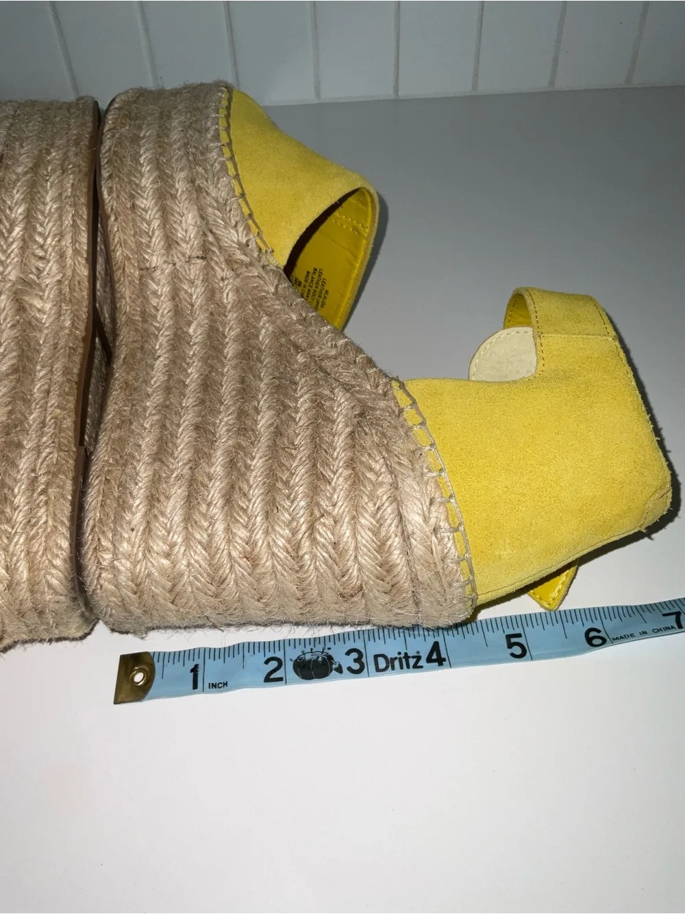 Marc Fisher Yellow Suede Espadrille Wedge Sandals